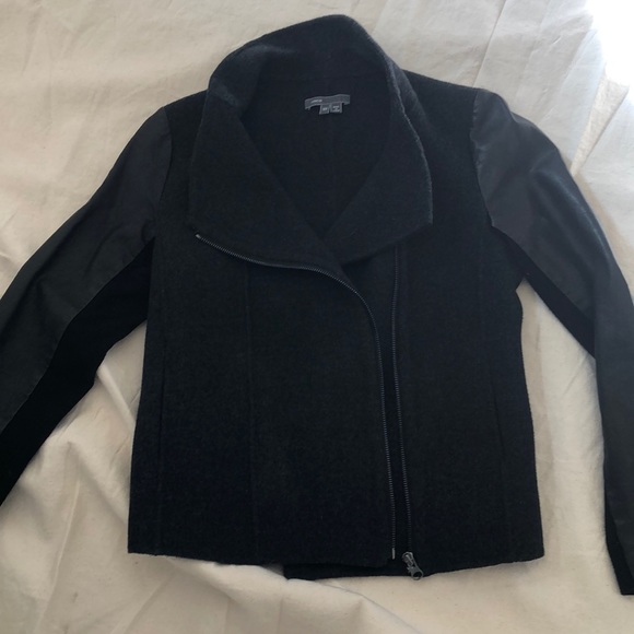 VINCE wool and leather jacket - Picture 5 of 8